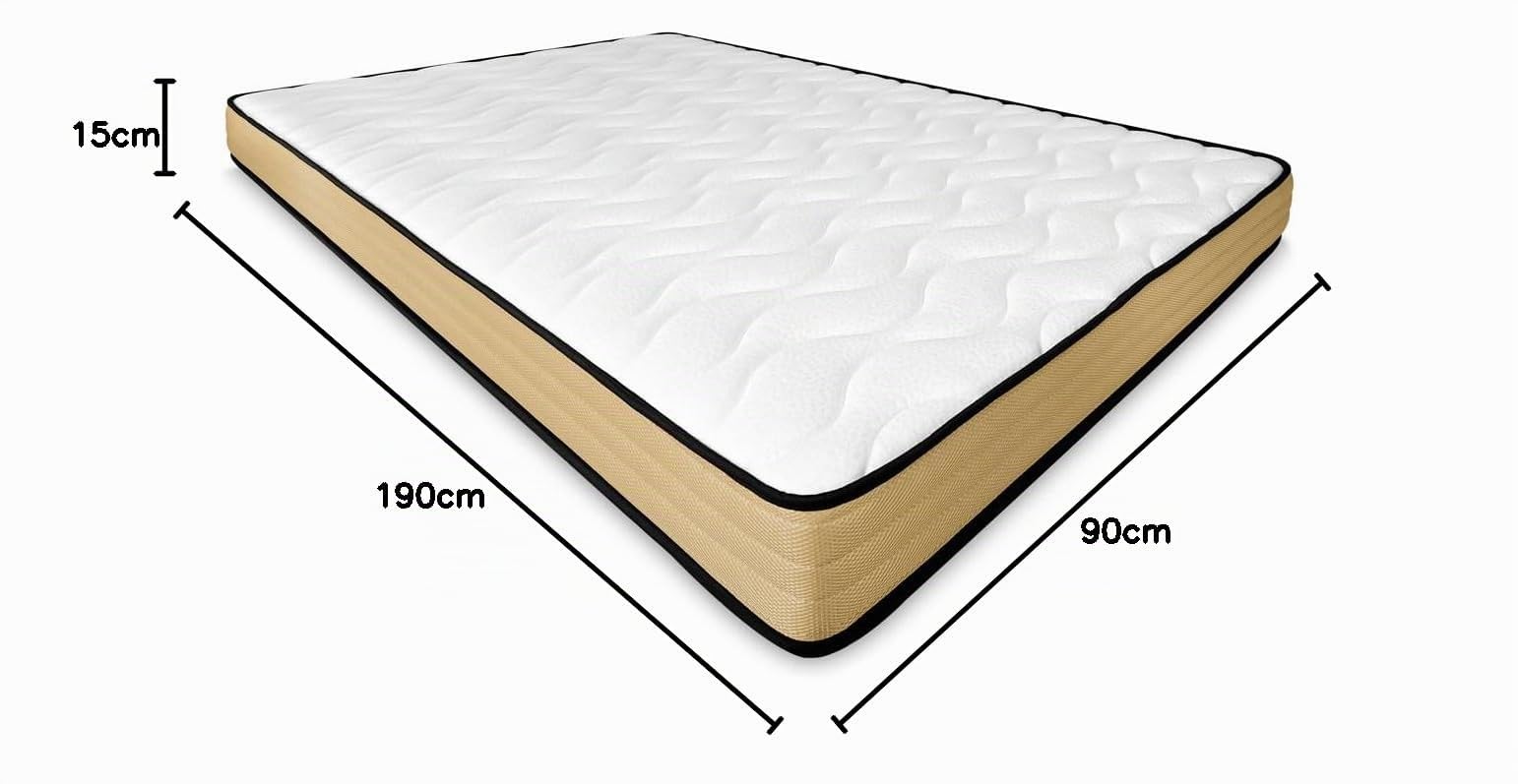 mattfy - Colchón Aura Reversible 90 x 190 cm, Ideal para Camas Nido o Literas, Antiácaros, Antibacterias e Hipoalergénico