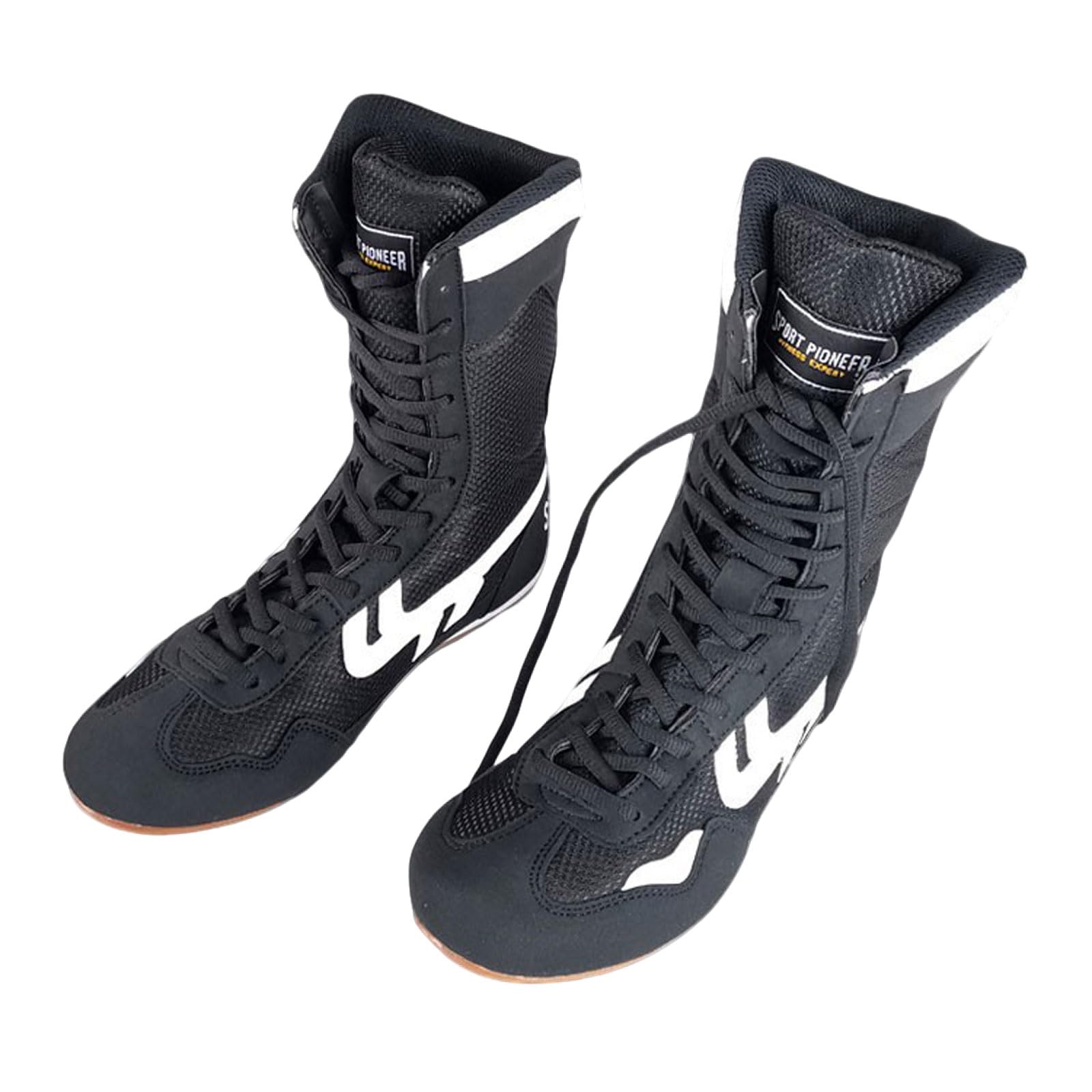 Męskie buty bokserskie. Treningowe buty bokserskie. Nastolatki Muay Thai Kickboxing Sparring Bokserki Trenerzy Buty do sztuk walki. | Gumowa podeszwa | Czarne/Czerwone