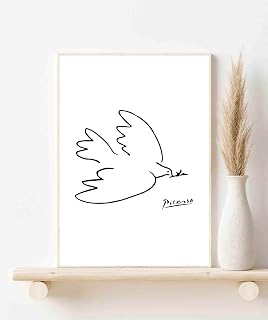 Wall Art Picasso Drawn Lines Drawing Prints UNFRAMED (Size 210 x 297 mm / 8.3 x 11.7 inches) (pablo picasso dove of peace line drawing)