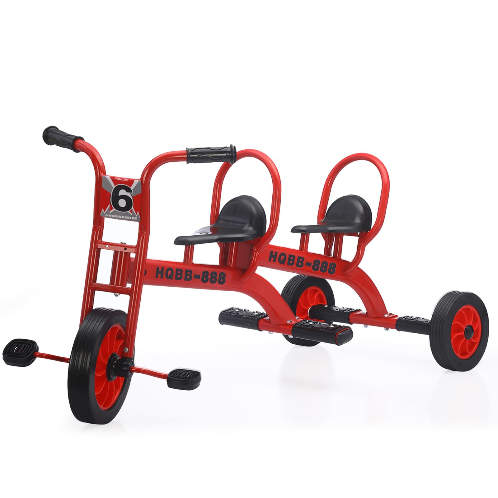 Kids Tricycle for Preschool Playground, Daycare Toddler Tandem Trike, Children Double Seat Bikes with Passenger Seat, Outdoor Playground Equipment