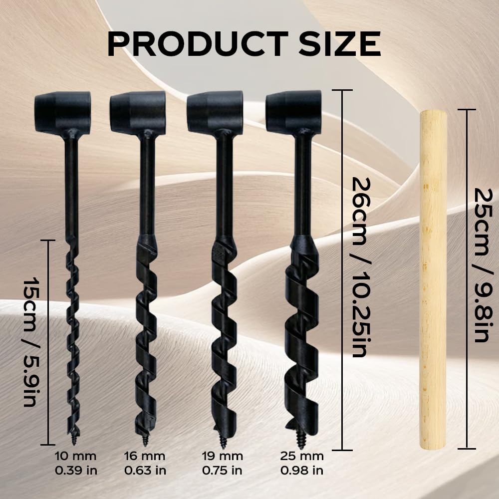 Broca manual de madera, 5 unidades, manual Bushcraft, acero resistente, broca de serpiente de ojo escocés, equipo Bushcraft, equipo de supervivencia al aire libre, kit de supervivencia para camping