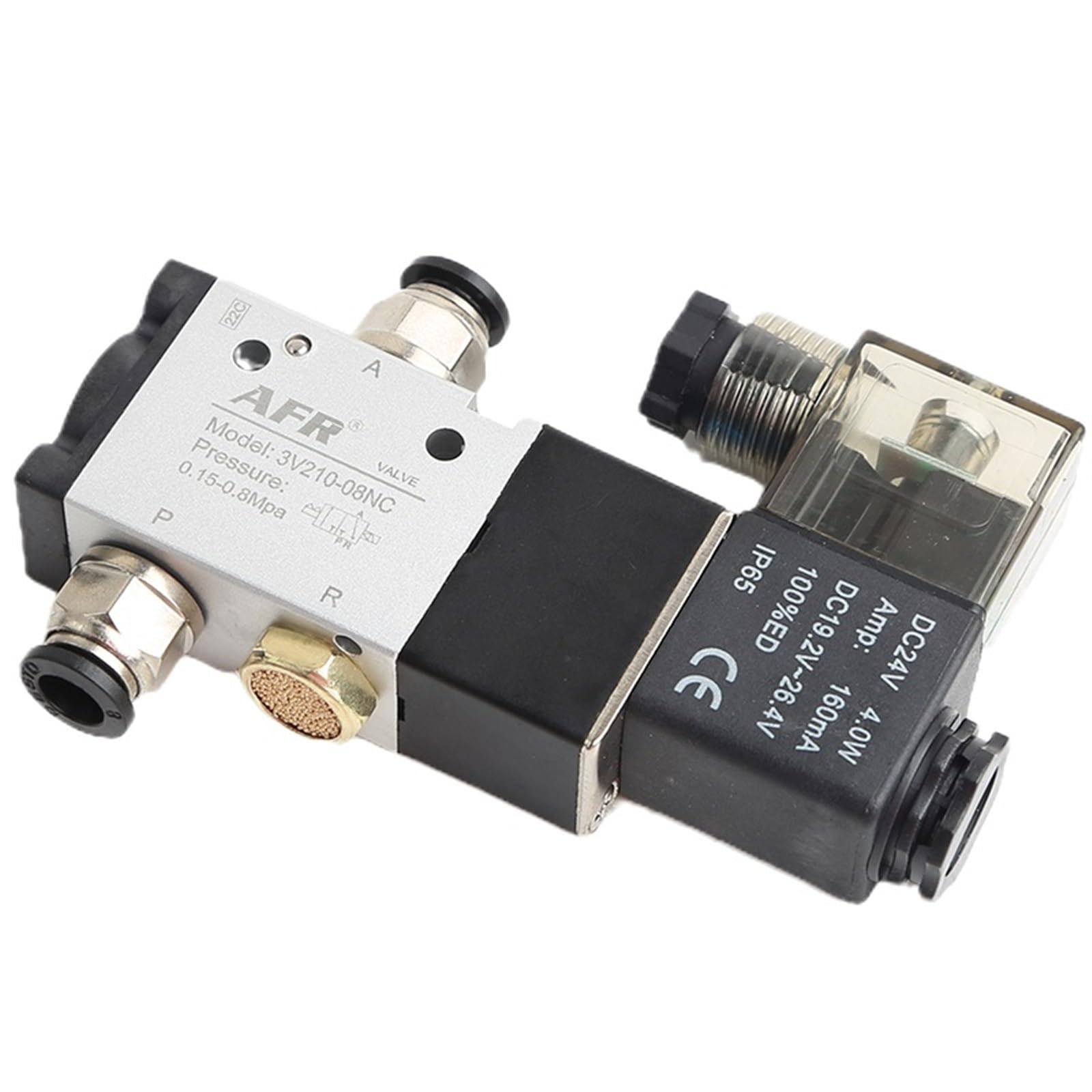 Electroválvula neumática de Aire Normalmente Cerrada 3V210-08-NC CC 24 V CA 220 V Normalmente Abierta 3V110-06-NO 3V210-08 3V310-10 3V410-15(3v410-15-nc Dc24v,6mm Fittings)