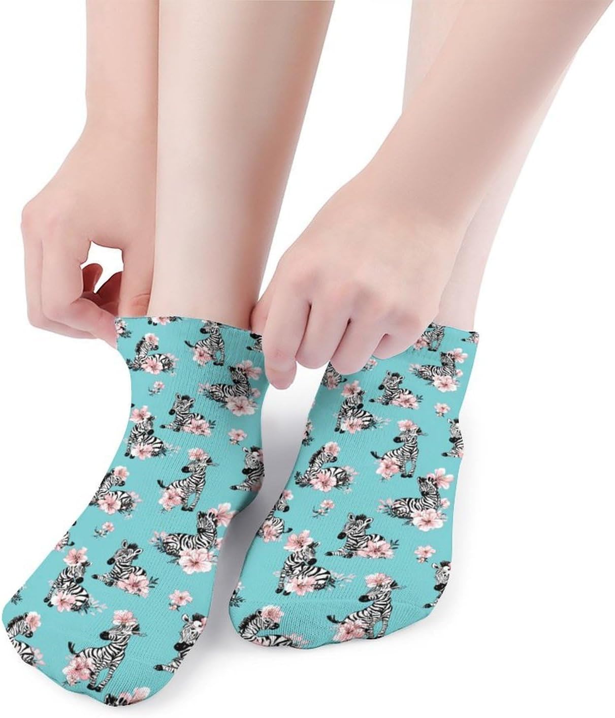 Cartoon Dancing Zebra Pattern Socks for Men Women 5 Pairs Ankle Socks