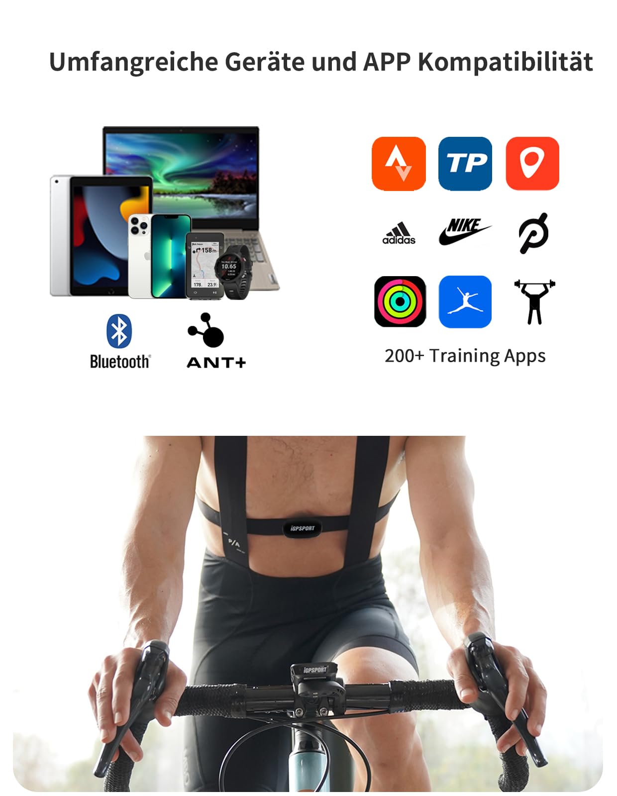 iGPSPORT HR40 Herzfrequenzmesser Pulsmesser Armband, Brustgurt Pulsmesser zur Aufzeichnung von Herzfrequenzwerten, ANT+ & Bluetooth HRM Messung IP67 Wasserdicht Herzfrequenzmesser (HR40)