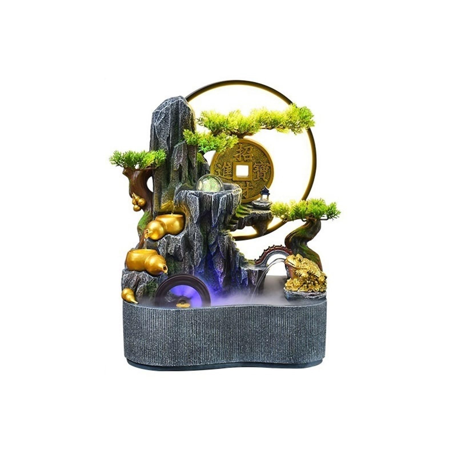 water feature Indoor Water Features Rockery Waterfall Plants Desktop Fountain for Relaxation(Small)