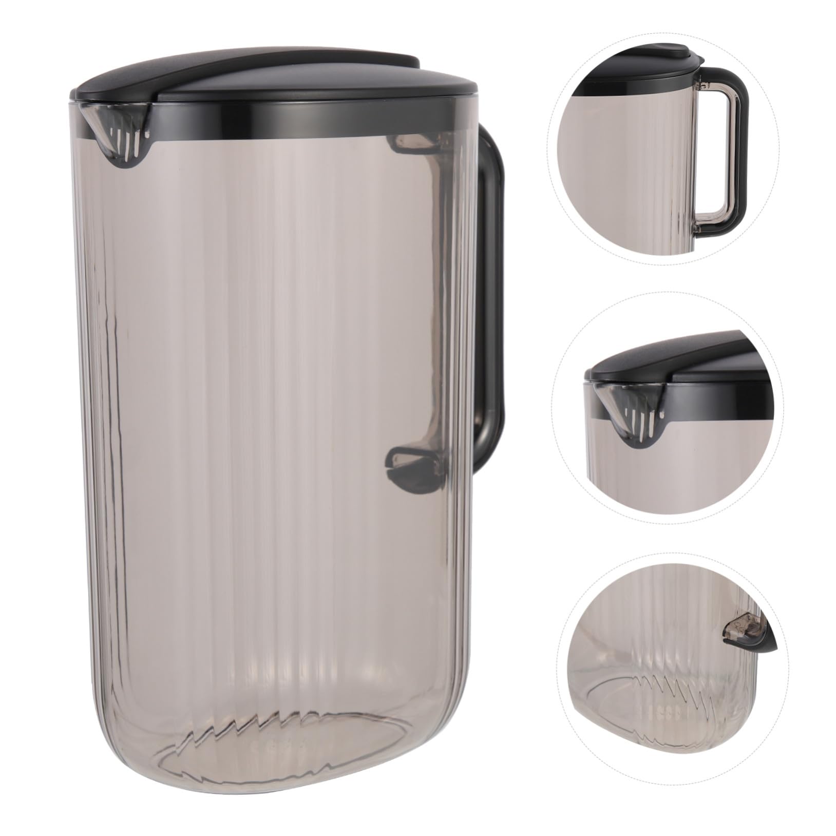 Veemoon Jarra de Plástico para Agua Fría 2l Negra, Recipiente de Bebidas Práctica y Duradera, Adecuado para Hogar y Oficina, Uso Diario Jugos, Té o Cerveza