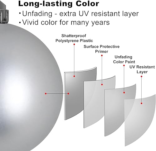 Miniatura 4 de Esferas de Navidad plateadas grandes de 4 pulgadas, inastillables, adornos colgantes para árbol de Navidad, cumpleaños, Halloween, fiestas,