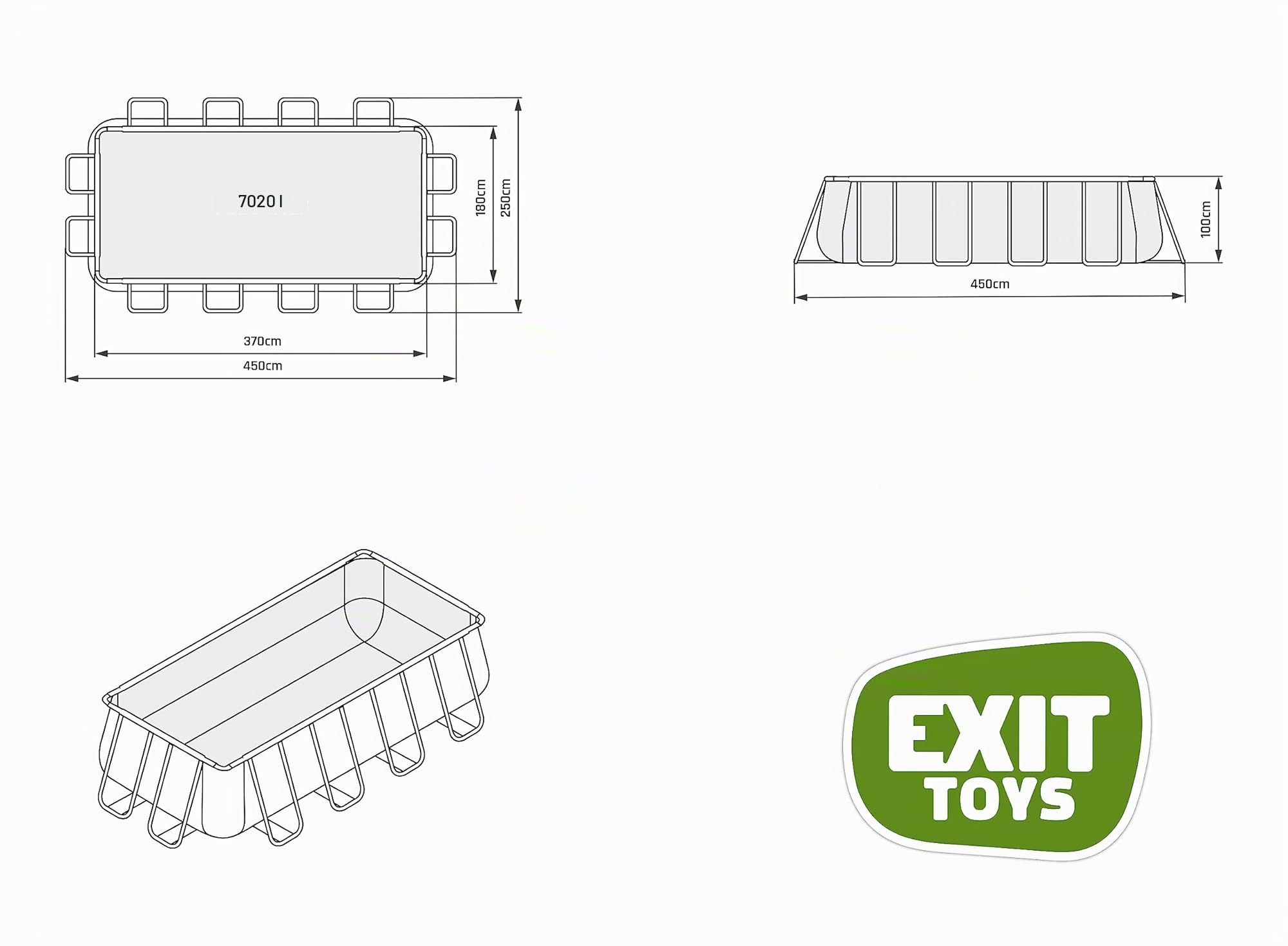EXIT Toys Wood Pool - 400x200x100cm - Piscina de Marco Rectangular Grande con Bomba de Filtro de Arena - Piscina Extra Profunda - Marco Robusto - Incluye Escalera de Piscina - Diseño Único - Marrón