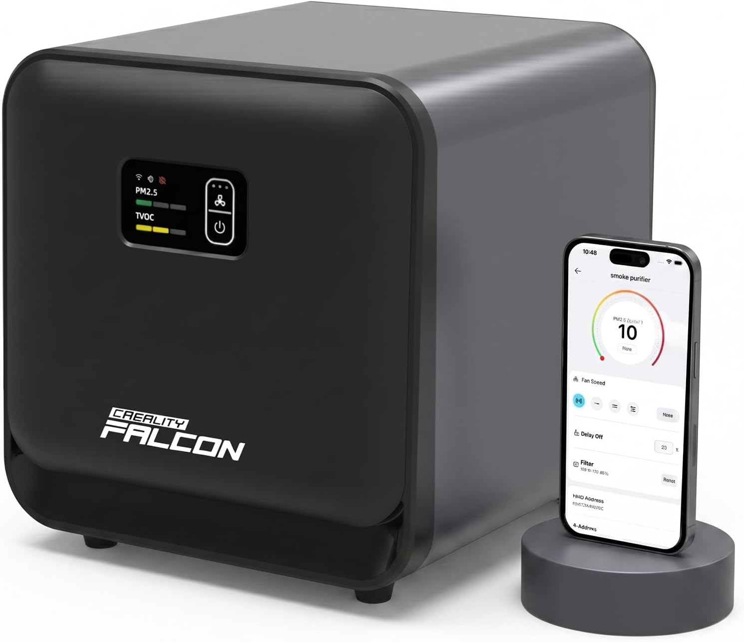 Creality Falcon AP1 Mini Air Purifier for A1 series Laser Engraver, 174m³/h High Airflow, HEPA & Activated Carbon Filter, 99.9% Smoke & Odor Removal, Quiet 56dB, Compact Desktop Fume Extractor