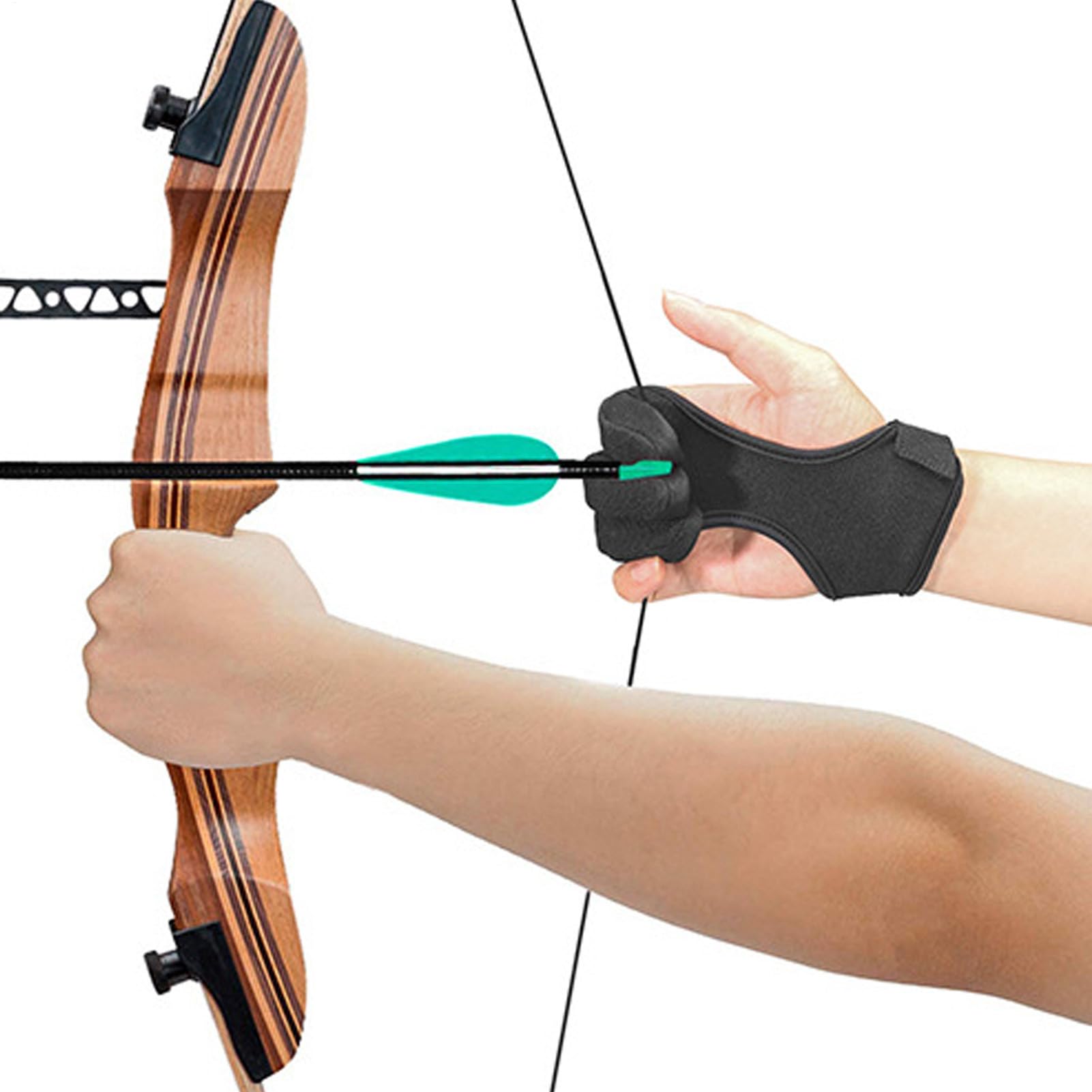 Guanti da tiro con l'arco da uomo – 4 taglie uomo donna 3 dita Tiro con l'arco | Protezione per punta delle dita per mano sinistra destra Compound Ricurvo Bow Equipment