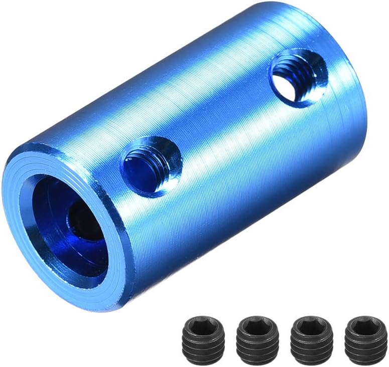 sourcing map6mm to 8mm Bore Rigid Coupling Set Screw L25XD14 Aluminum Alloy,Shaft Coupler Connector,Motor Accessories,Dark Blue