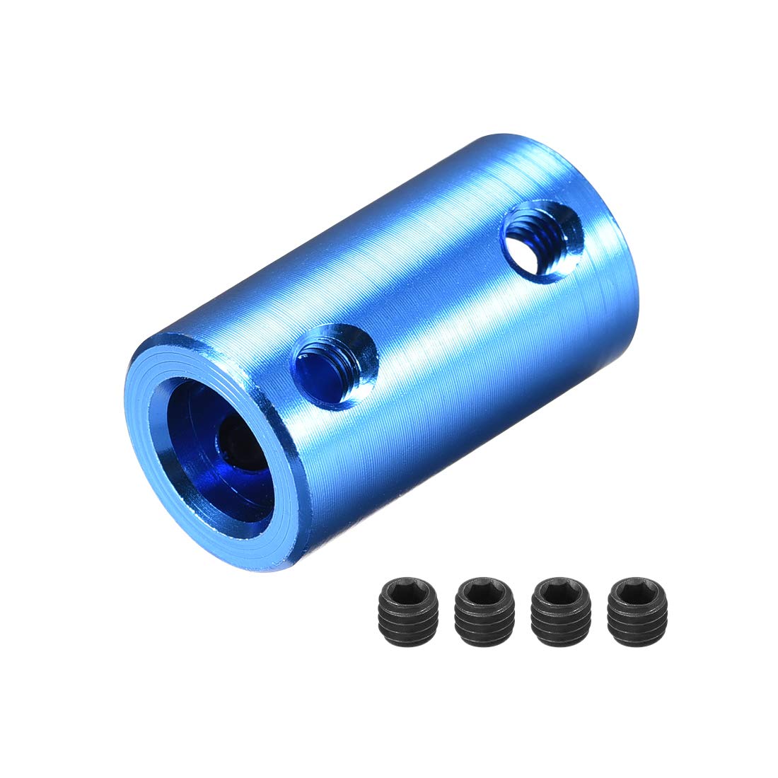 sourcing map6mm to 8mm Bore Rigid Coupling Set Screw L25XD14 Aluminum Alloy,Shaft Coupler Connector,Motor Accessories,Dark Blue