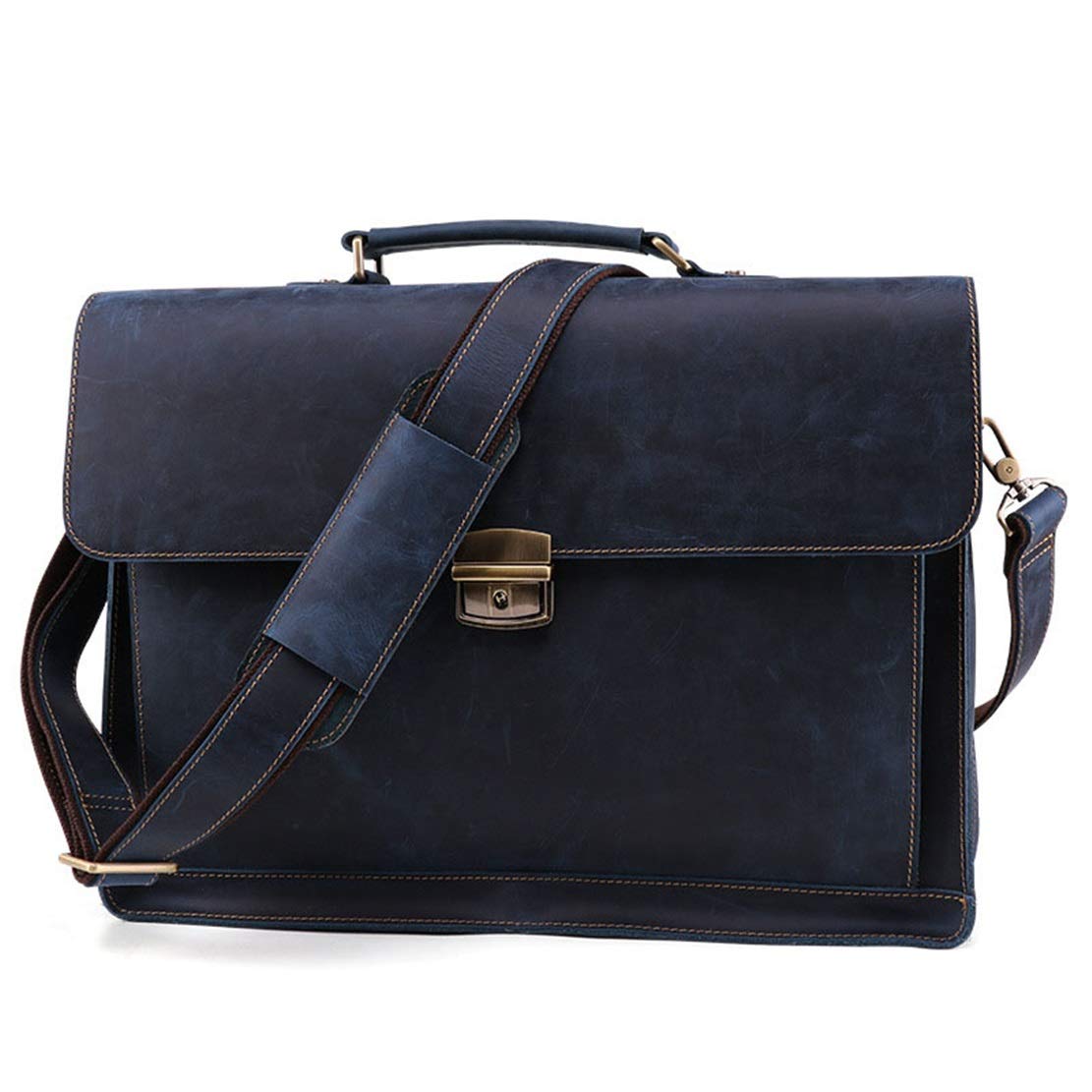 Borsa Portadocumenti In Pelle Crazy Horse Per Uomo – Stile Britannico – Per Laptop 15,6 Pollici – Marrone
