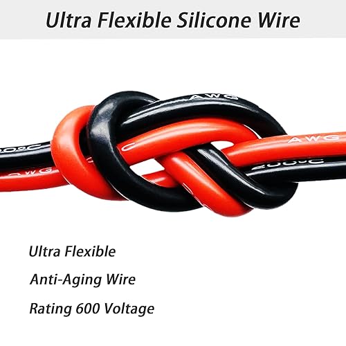 Miniatura 10 de Cable eléctrico trenzado de 22 AWG de 360 pies, cable de silicona flexible de calibre 22, 6 colores (rojo + negro + amarillo + azul + blanco + verde