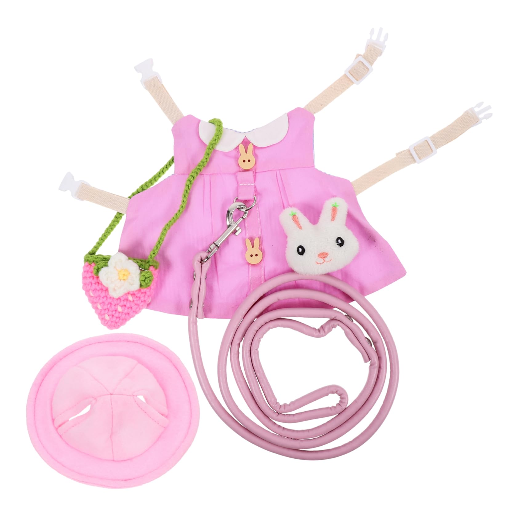 Abaodam 1Set Bunny Harness Leash with Hat and Bag for Outdoor Activities Pet Supplies for Rabbits and Kittens Soft and Durable Design