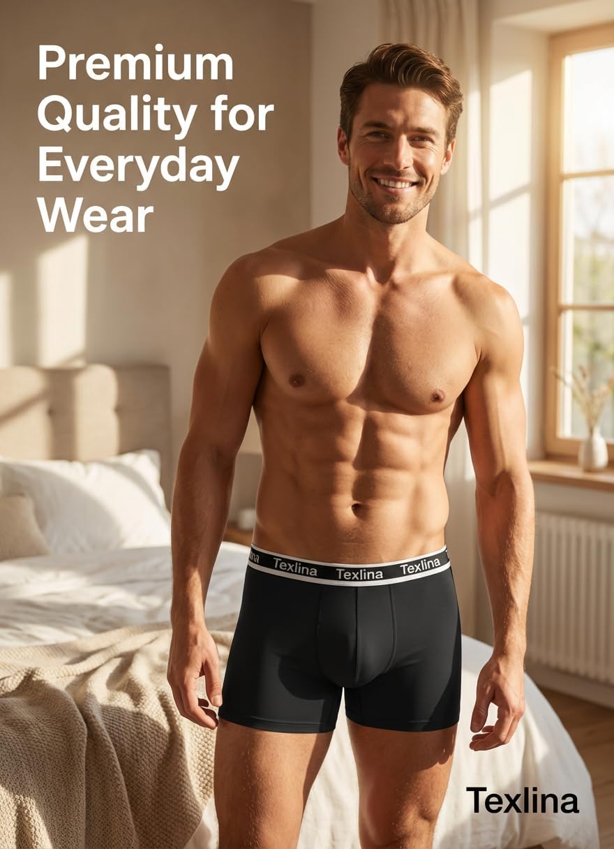Men's Boxer Briefs 6-Pack, Cotton Breathable Underwear, No Ride-Up, Assorted Colors - Image 6