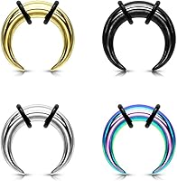 Vista 3 de Pierced Owl - Anillo de nariz de acero inoxidable 8-14GA con 2 juntas tóricas negras