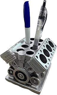 1pc V8 Engine Model Car Pen Holder | Automotive Desk Organizer | Distinctive Gifts for Car Enthusiasts & Engineers (8-Slot)