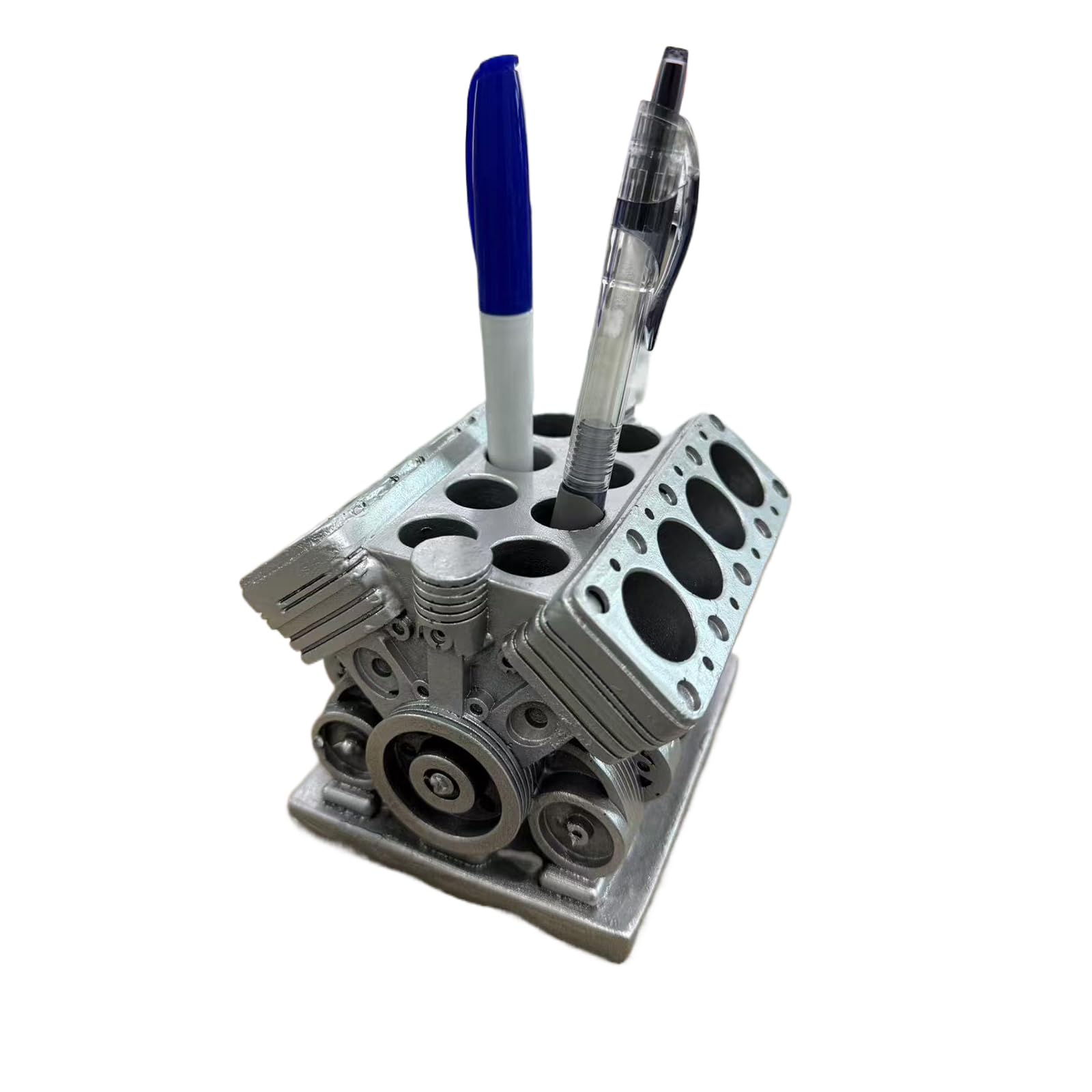 1pc V8 Engine Model Car Pen Holder | Automotive Desk Organizer | Distinctive Gifts for Car Enthusiasts & Engineers (8-Slot)