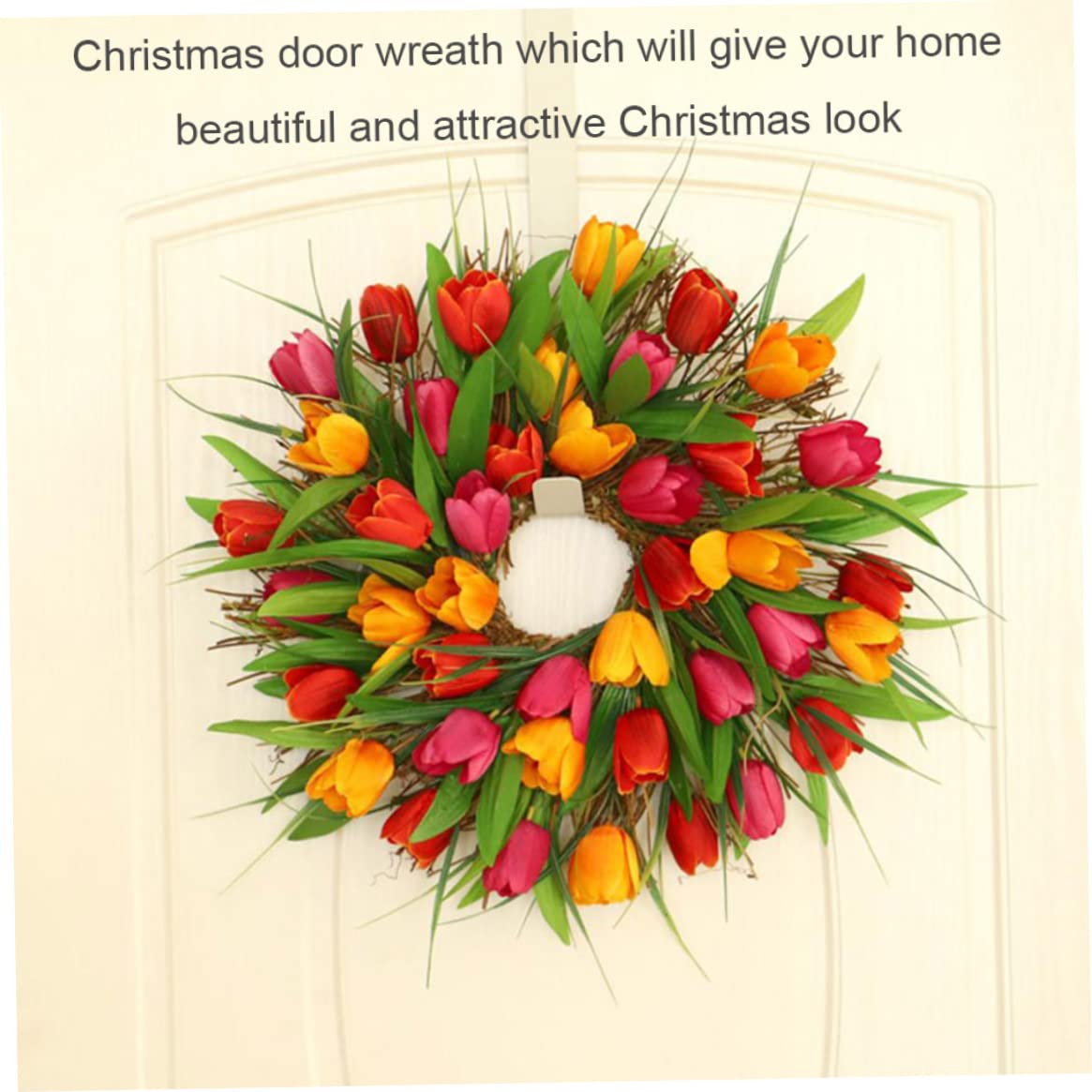 Ghirlanda di fiori di simulazione ghirlanda di tulipani artificiali con primaverile per porta d'ingresso stile 40 cm1
