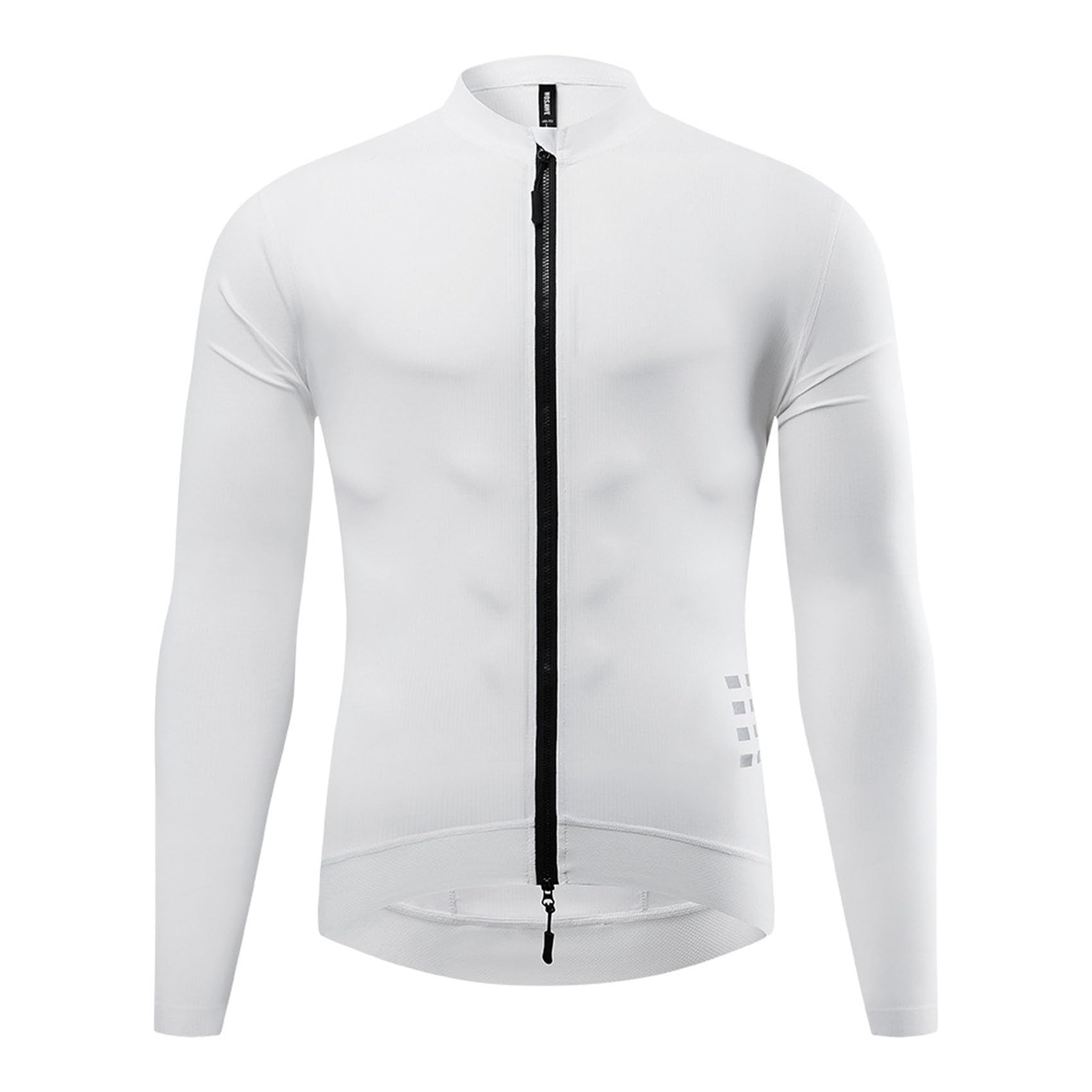 Męskie koszulki rowerowe Topy Rowerowe koszulki rowerowe długim rękawem Lekka oddychająca zapinana na zamek kurtka jeździecka Fajna bluza Ubrania do biegania,White-ASIA3XL/EUR2XL