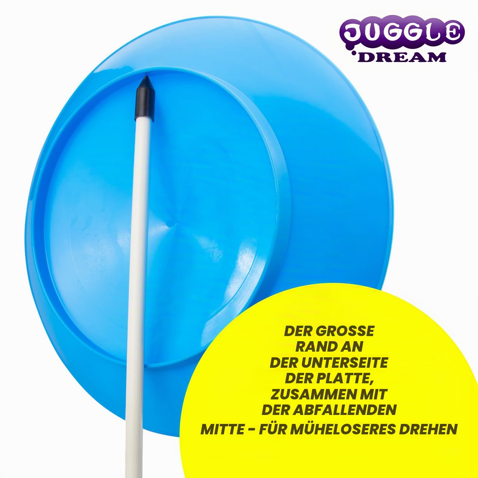 Juggle Dream Satz von 4 Drehteller Jonglierteller mit 4 teilbare Handstäbe Klassische Zirkusdrehteller für Kinder und Erwachsene Spinnplatten