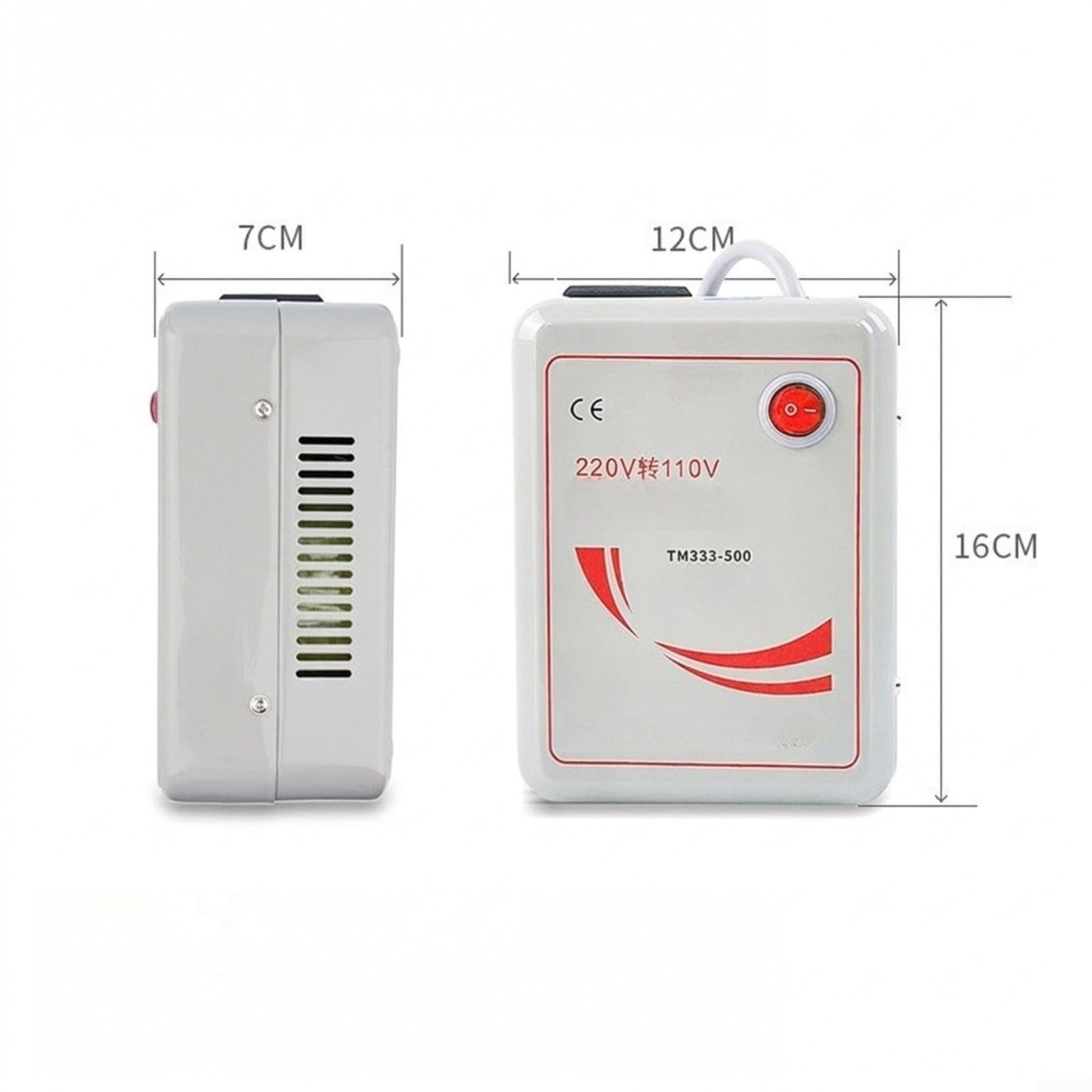 Transformador de tensión de 500 W/1000 W, 220 V a 110 V, con interruptor