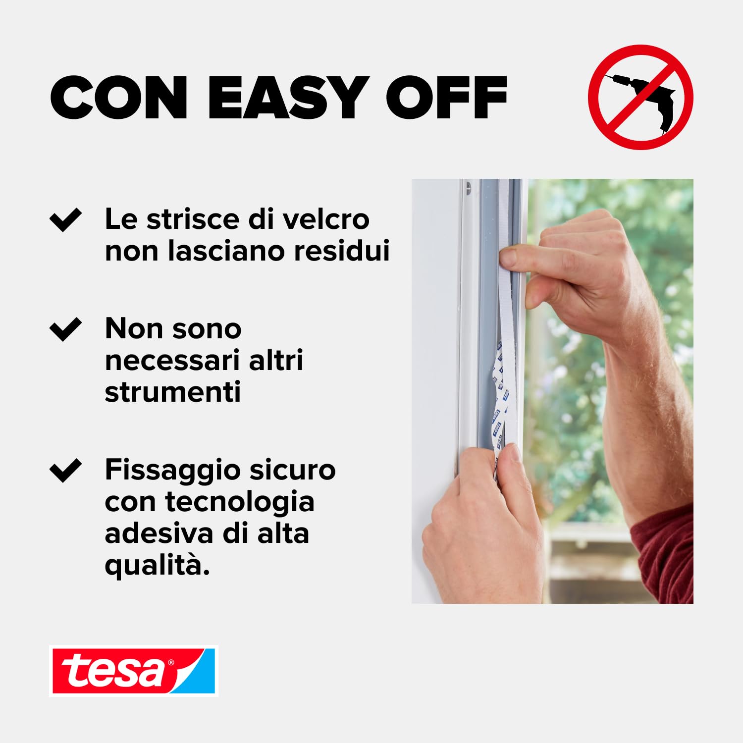 Tesa INSECT STOP Zanzariera a Strappo Premium - 2x 130 x 150 cm - Grigia