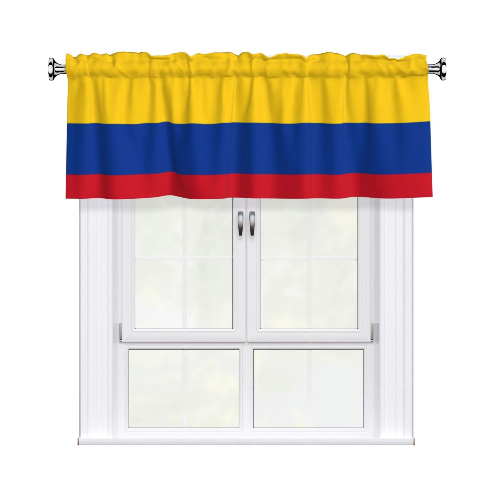 HJFCZH WHJSSF Flag of Colombia Prints 54x18in Curtain Valance - Peach Skin Polyester Kitchen Cover with Light Filtering Floral & 3" Rod Pocket