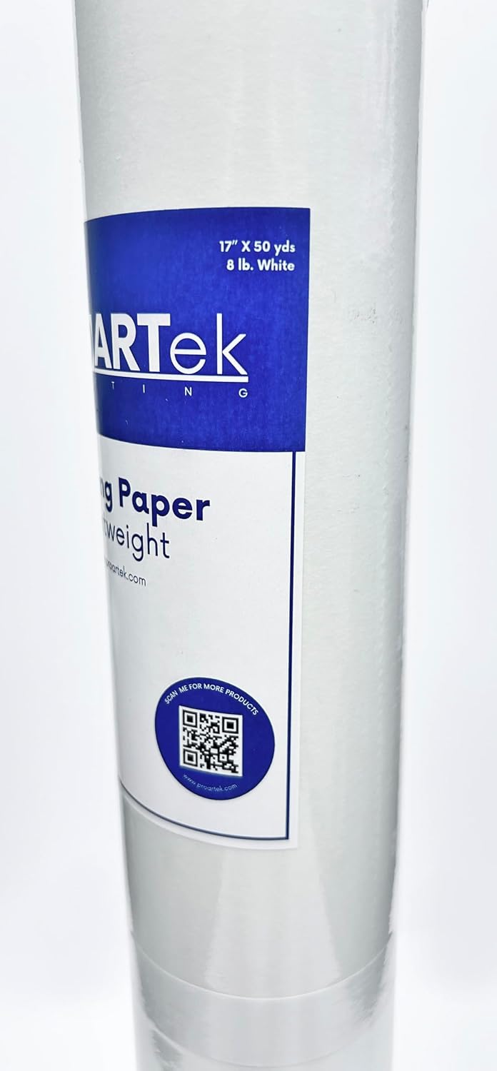 Proartek PK00047 Model TP1750W1WP030N Type 1136 White Tracing Paper Roll; 17 Inches x 50 Yards; 1-Inch Core; Transparent Surface; Accepts Pencil, Ink, and Marker; 8 lb. Basis Weight
