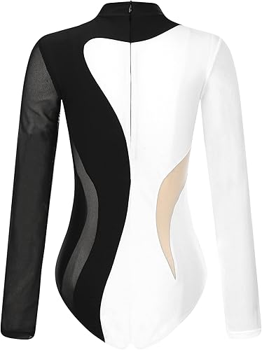 Miniatura 5 de Women's Rhinestone Ballet Gymnastics Dance Leotard Bodysuit Long Sleeve Figure Skating Dance Costume