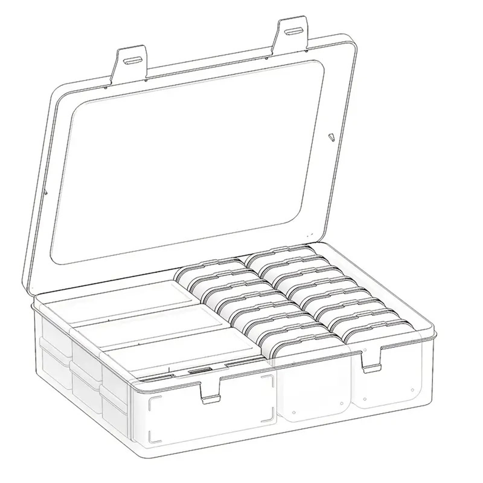 Aufbewahrungsbox für Fuse Beads 7 große rechteckige Boxen, 16 kleine quadratische Perlenaufbewahrungsset, transparenter Behälter mit Deckel(2Pcs)