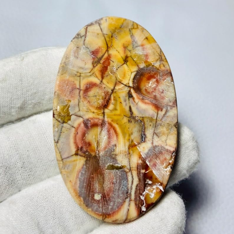 Cabochon jaspe œil d'oiseau 58x36mm pierre naturelle ovale pour création pendentif - 6