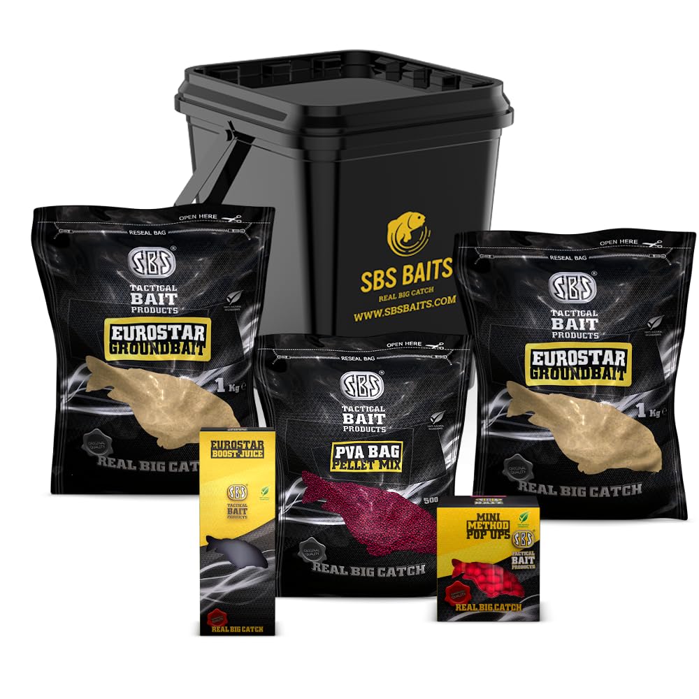 Feeder Session Pack Squid-Octopus inklusive Eimer bestehend aus 2kg Grundfutter, 500g Pellets, 300ml Dip und Mini Method PopUps