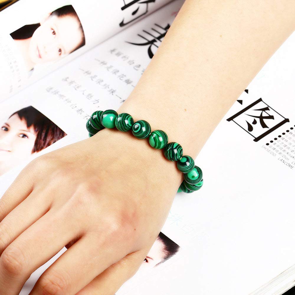 Bracelet Extensible En Malachite Verte - Bijou Vintage Référence 5254 - Occasion Parfait état