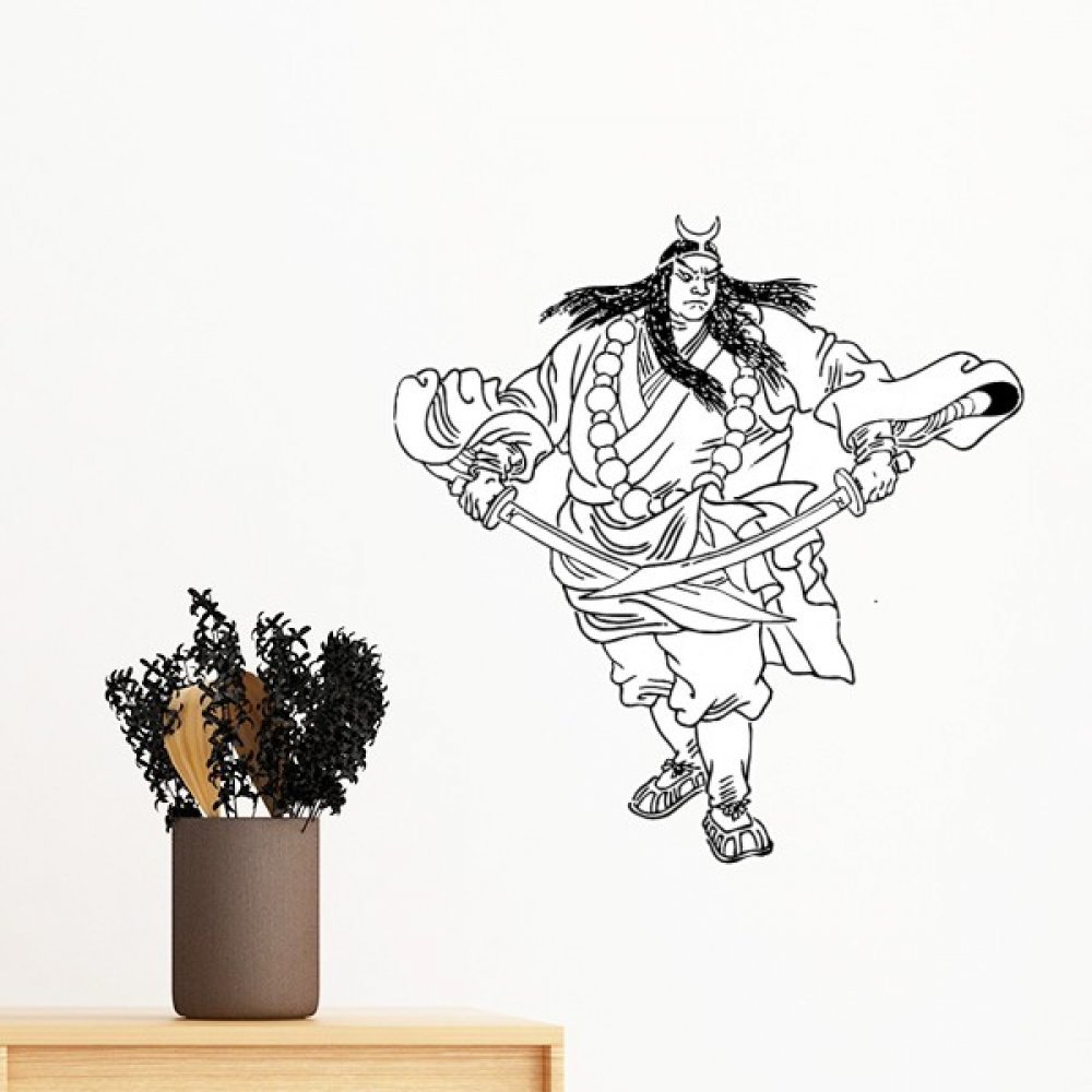 Dessin au trait Wu Song sticker mural 70cm avec adhésif amovible