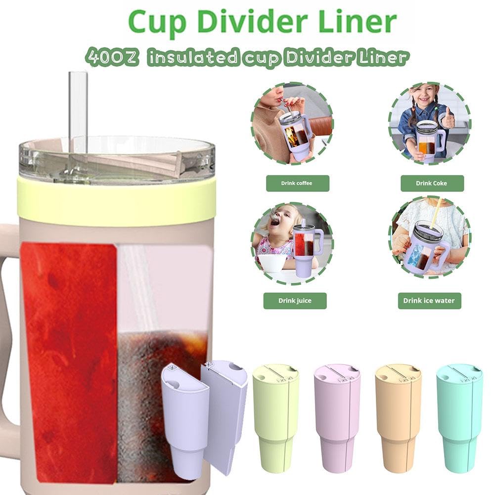 Binnenbekergedeelte voor Stanley Cup, 2-in-1 Drankscheider Siliconen Voering Herbruikbare 40oz Tumbler Waterfles Accessoires Dubbele Verdelerlade voor