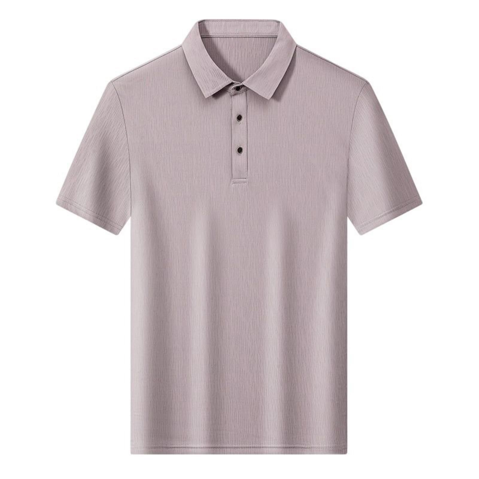 Męski Big & Tall dziergany żakardowy t-shirt z kołnierzem krótki rękaw mieszanka nylonu, top rekreacyjny