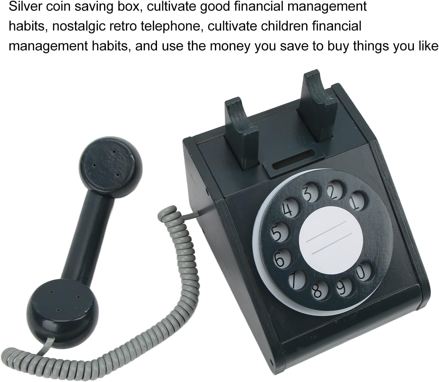 HEEPDD Pink Old Fashioned Rotatable Dial Telephone, Wooden Simulation Retro Design Toy, 17.2cm Kids Educational Phone for Early Learning Fun School Supplies (Black)