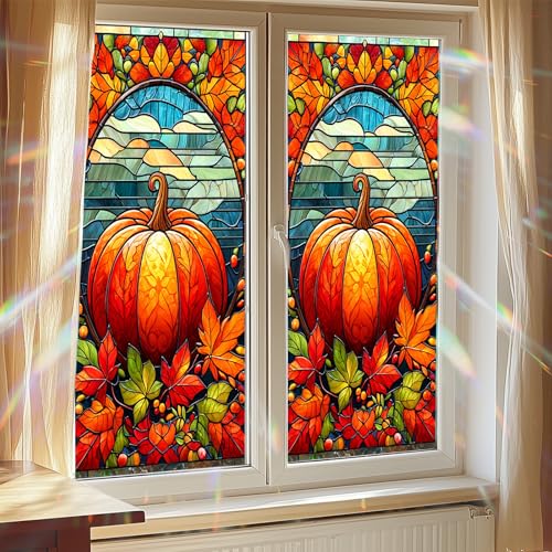 Película para ventana decoración vidriera otoño 17.7x39.3 pulg miniatura 7