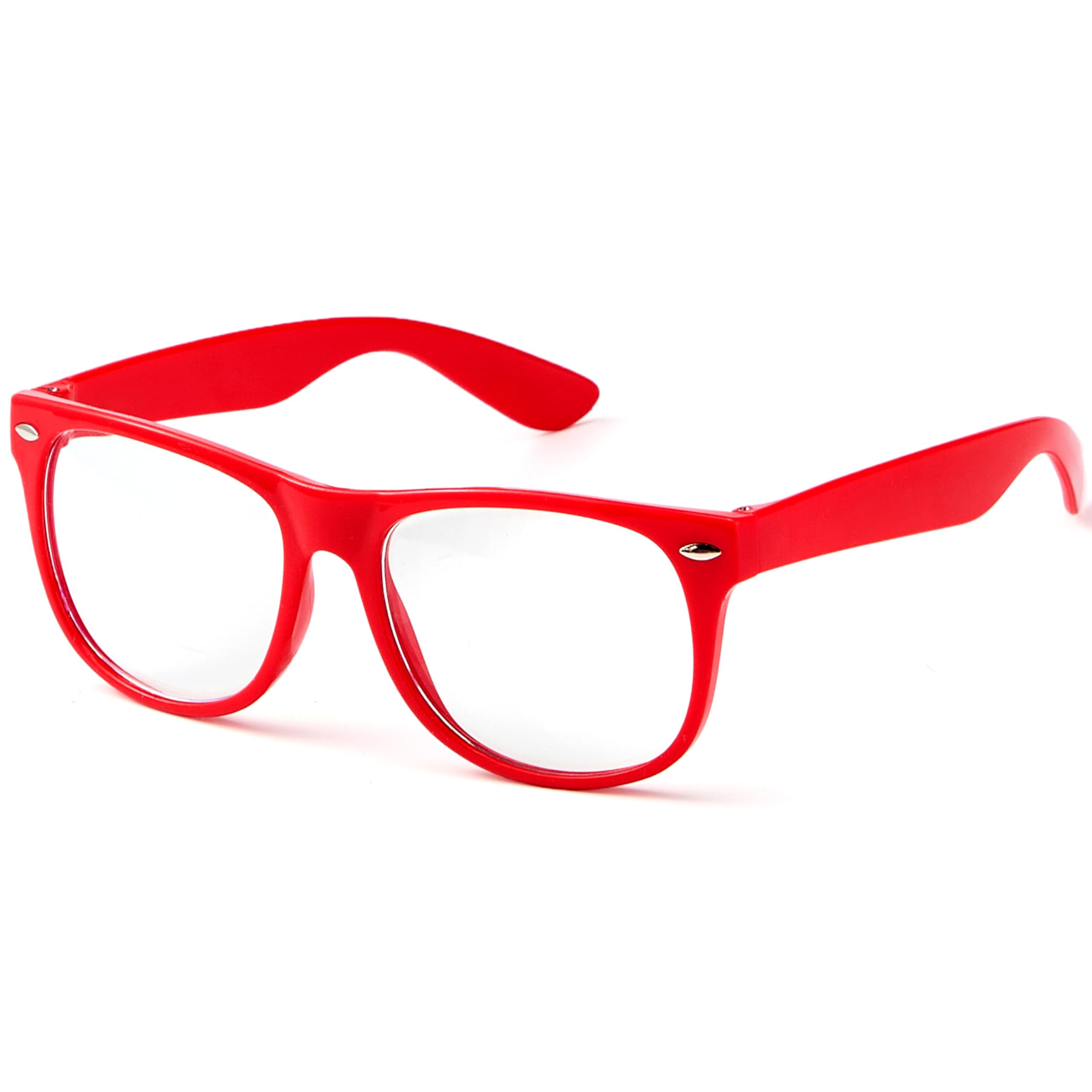 Spooktacular Creations Red Nerd Glasses with Clear Lenses, Red Square Eyeglasses Nerds Costume Accessories, Retro Costume Glasses for Men Women Halloween Costumes Party Cosplay Props