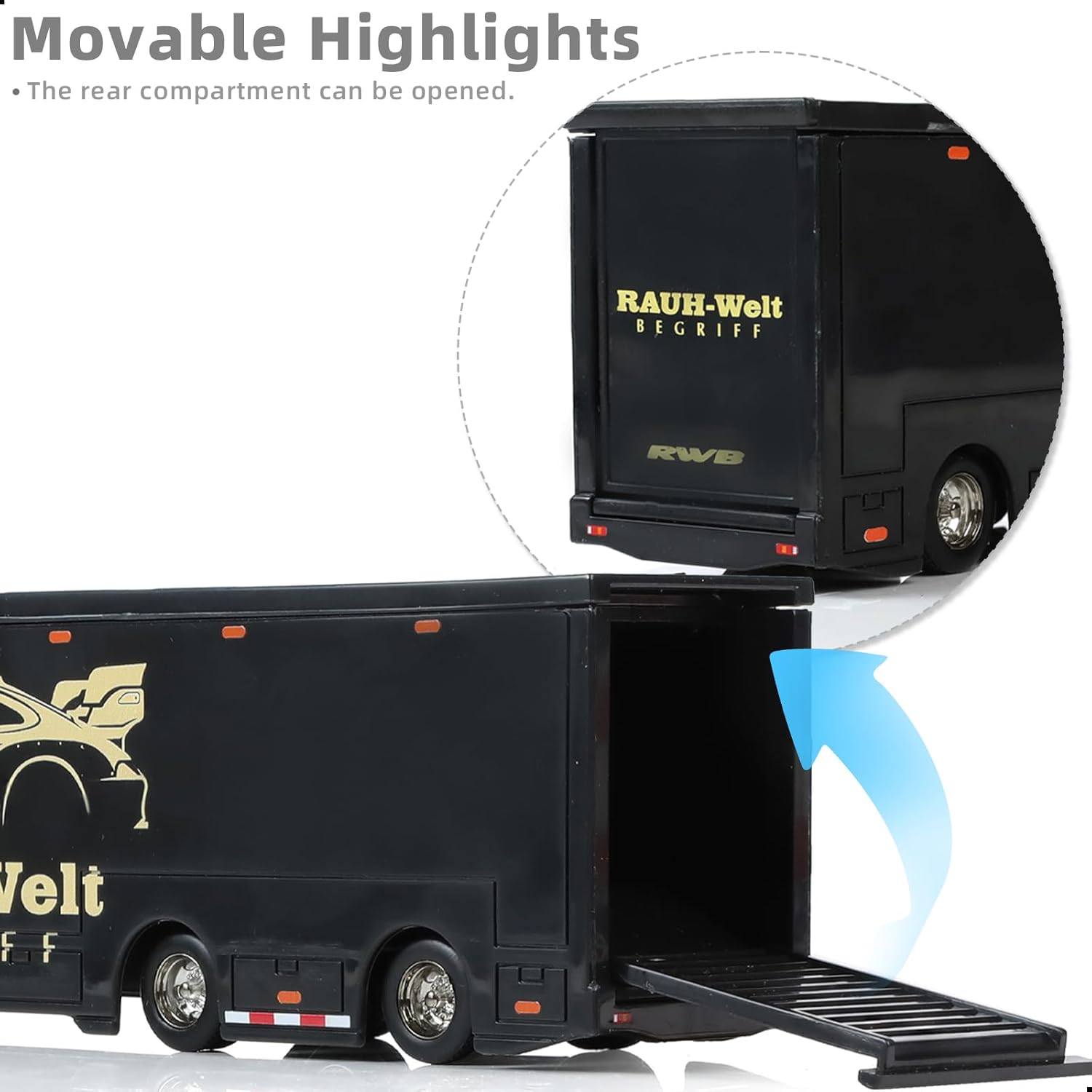 Semi Truck Toy with Trailer, 1/64 Scale for MAX Alloy Metal Diecast Heavy Semi Truck Trailer Head Toy Model, MAx Diecast Tow Traktor Gift for Boy Kids Adult Grandkids Christmas -Black