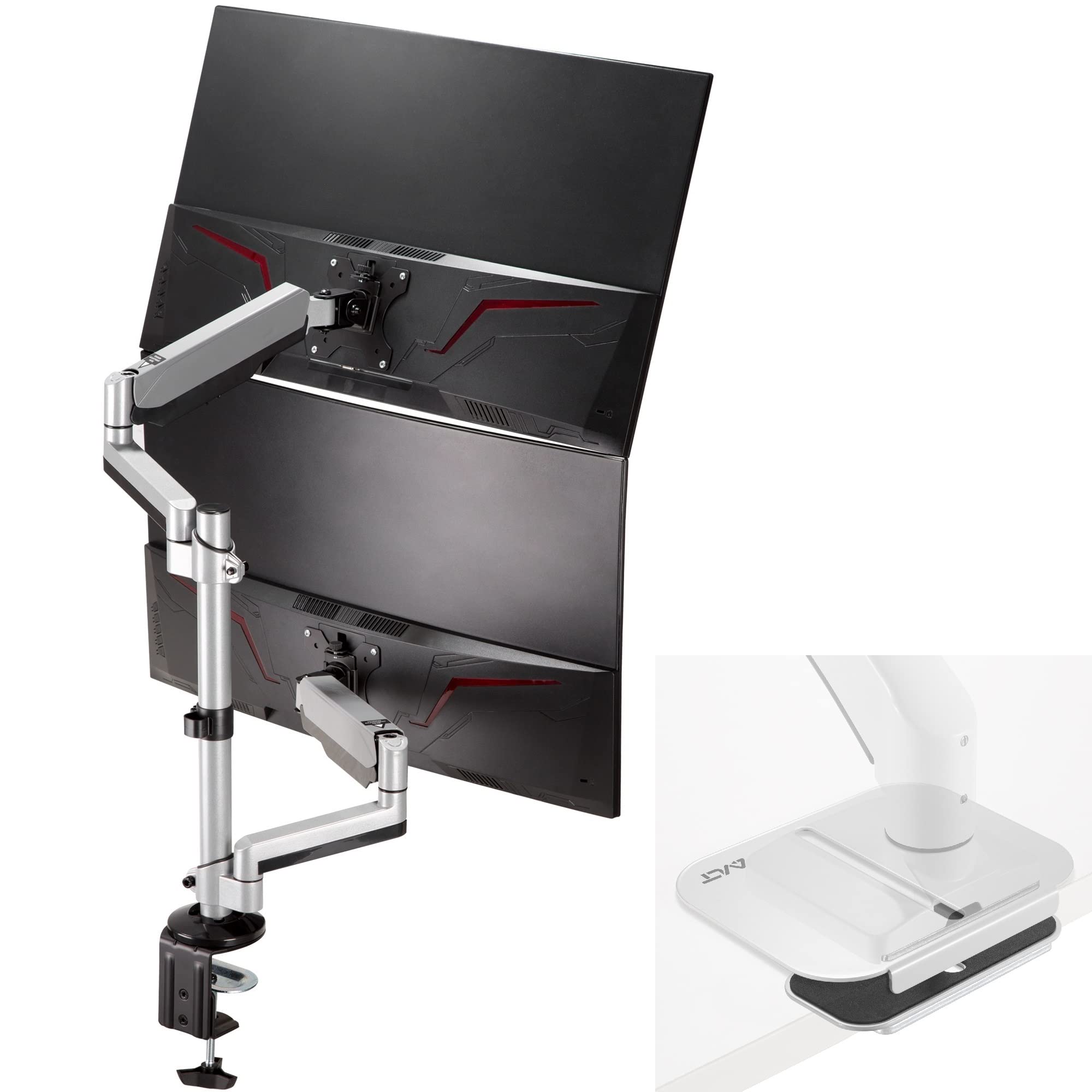 AVLT Dual Stacked Monitor Arm and Reinforcement Plate