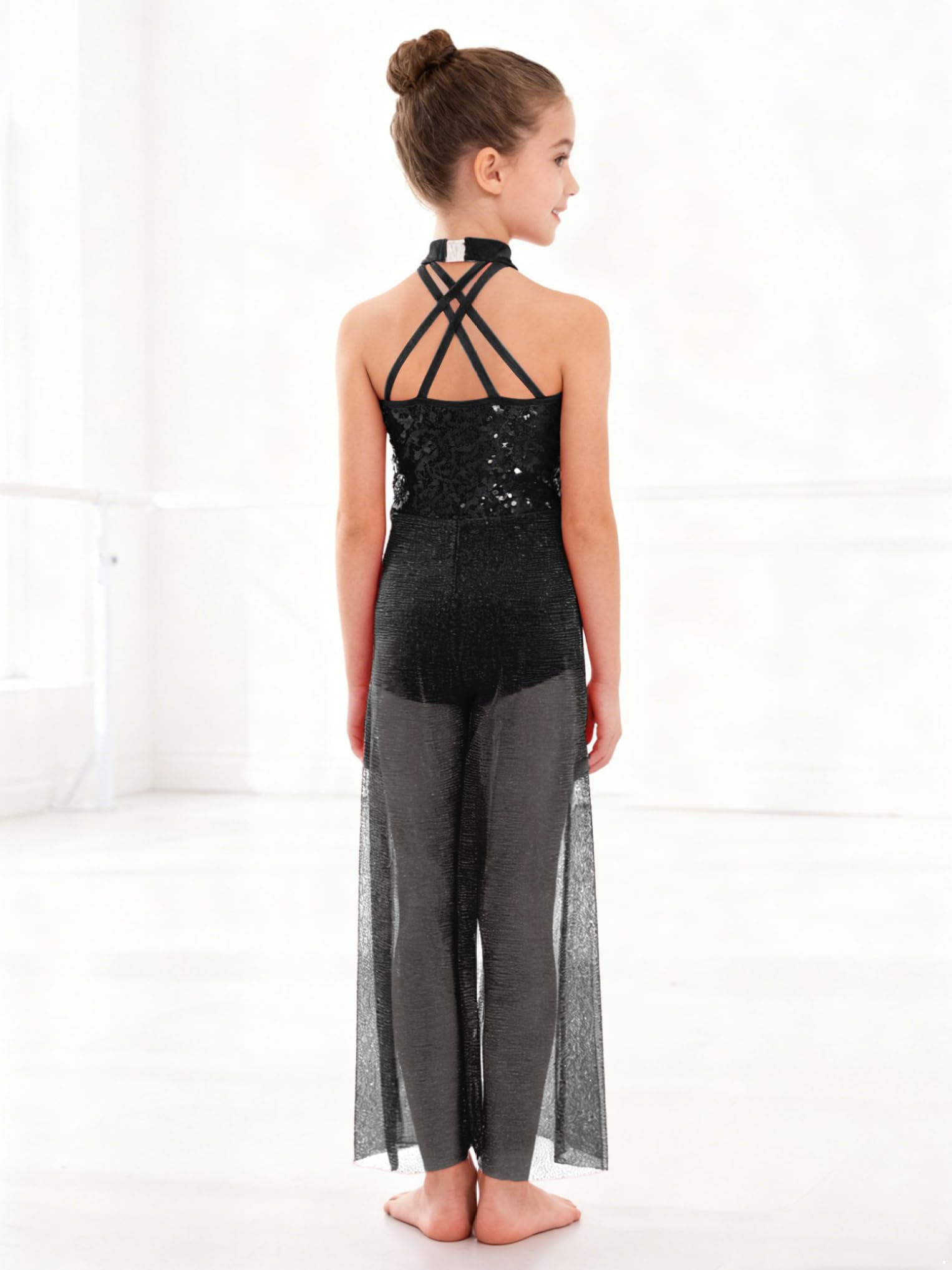 Oyolan Bambina Tuta Danza Balletto Lirico Tuta Danza Contemporanea Costume Paillette Unitard Ginnastica Abito da Balletto