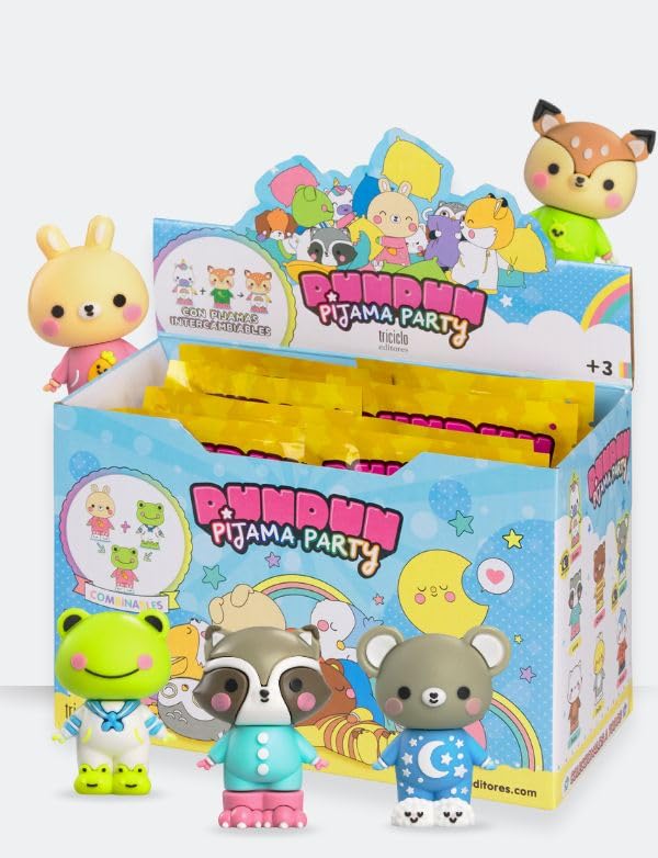 Figurines d'animaux à collectionner DUNDUN Pyjama Party avec pièces interchangeables (lot de 13)