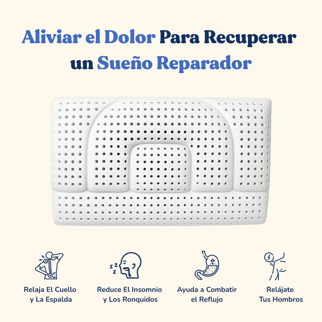 Almohada cervical de espuma viscoelástica – Almohada ortopédica patentada con dos alturas – Alivio del dolor de cuello – Transpirable, antiacaros, hipoalergénica, antirronquidos (Baja - 12 Cm) | Cojín ergonómico transpirable (70 x 40 cm) | Disponible en a