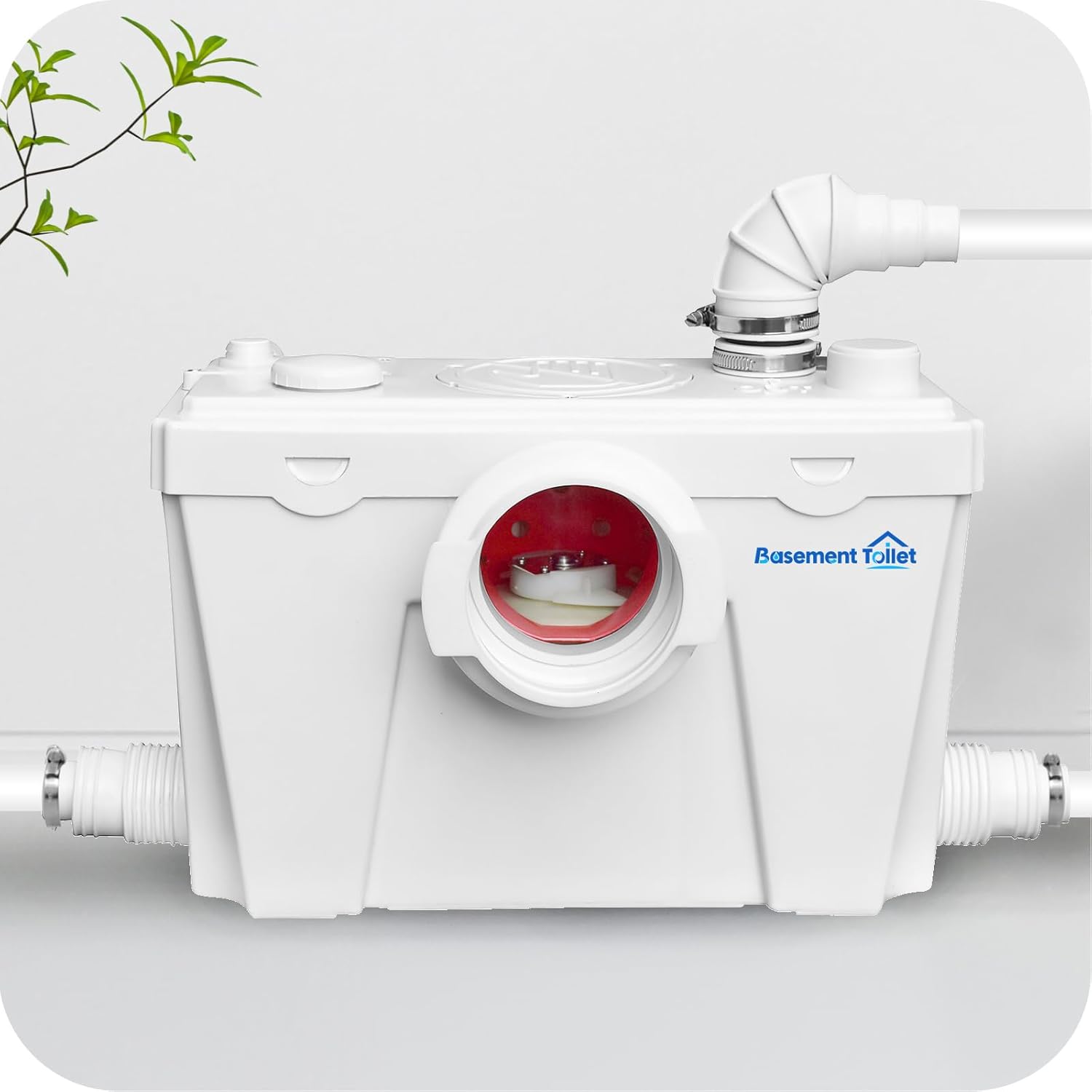 Macerator Pump, Macecrating Toilet Pump for Basement with 4 Water Connections, Upflush to 23ft/8 m, 1800GPH, Sewage Pump for Basement Toilet, Sink, Laundry, Shower