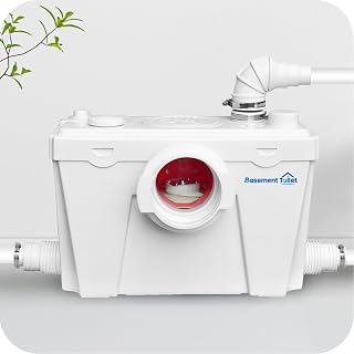 Macerator Pump, Macecrating Toilet Pump for Basement with 4 Water Connections, Upflush to 23ft/8 m, 1800GPH, Sewage Pump for Basement Toilet, Sink, Laundry, Shower