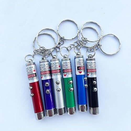 Miniatura 6 de 6 unids puntero láser gato juguetes luz láser roja puntero LED linterna blanca antorcha interactiva entrenamiento pluma para perros gatos
