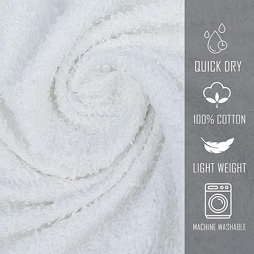 Miniatura 5 de Juego de 12 toallas de baño 100% algodón, 500 GSM, toalla de baño grande suave, superabsorbente, secado rápido, ideal para piscina, hogar, gimnasio,